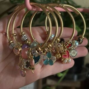 Elegant Gold Charm Bracelets with Multicolor Accents